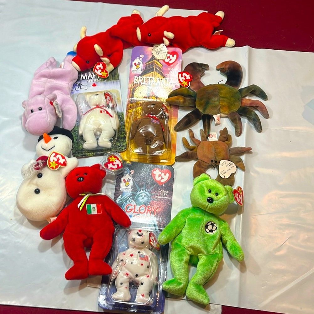 TY Beanie Babies Bears Lot of 10 plush Maple snowball Erin Snort happy Claude 10